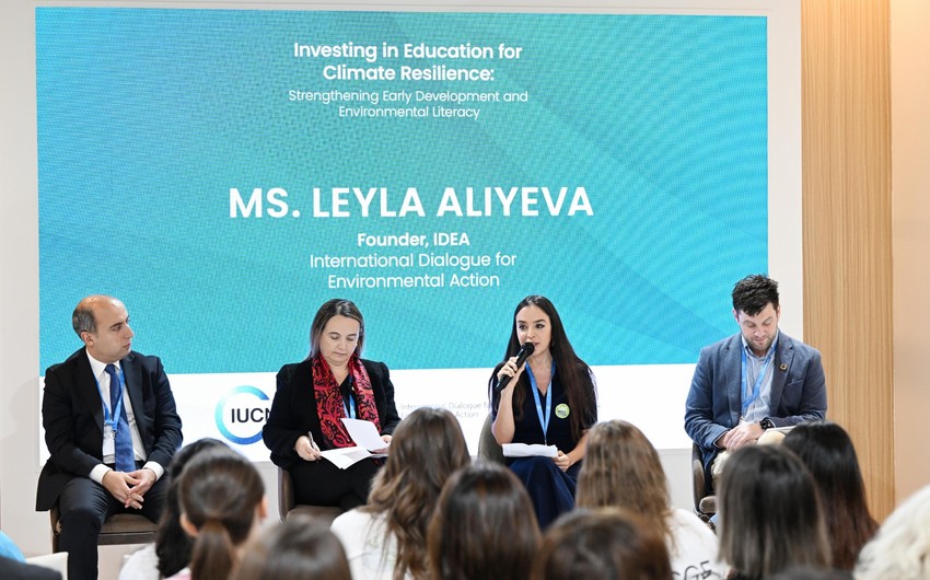 Leyla Eliyeva COP29 cercivesinde genclerin etraf muhit savadliliginin artirilmasina dair muzakirelerde istirak edib