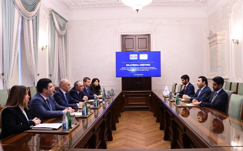 Kamran Eliyev Interpolun prezidentiyle xaricde gizlenen sexslerin tutulmasi ile bagli tedbirlerin artirilmasindan danisib