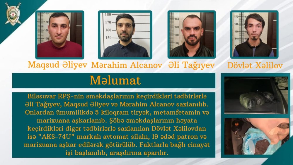 Polis Bilesuvarda 5 kiloqram narkotik ve silah-sursat askarlayib