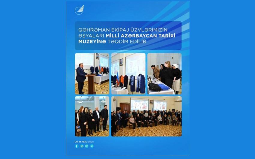 Aktaudaki teyyare qezasinda helak olmus ekipaj uzvlerinin esyalari Tarix Muzeyine verilib