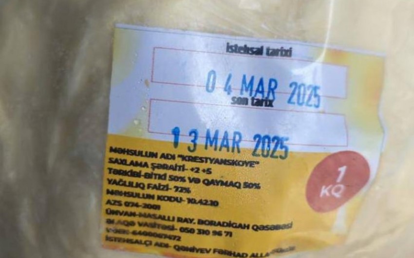 Bitki terkibli yagi nehre yagi adi altinda satan istehsalcilar mesuliyyete celb olunub