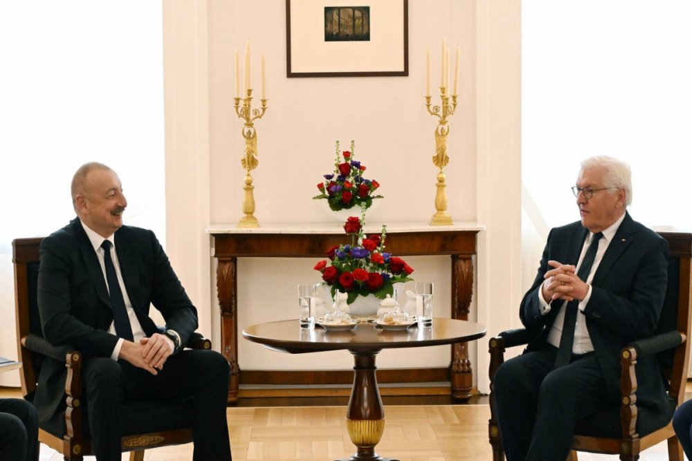 Azerbaycan ve Almaniya prezidentlerinin tekbetek gorusu baslayib