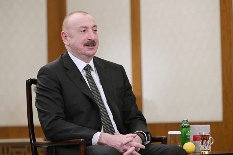 Ilham Eliyev Pekinde CGTN telekanalina musahibe verib - FOTO