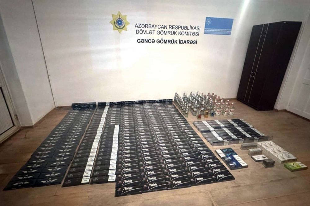 Gencede kulli miqdarda aksiz markasiz siqaret ve spirtli icki askarlanib