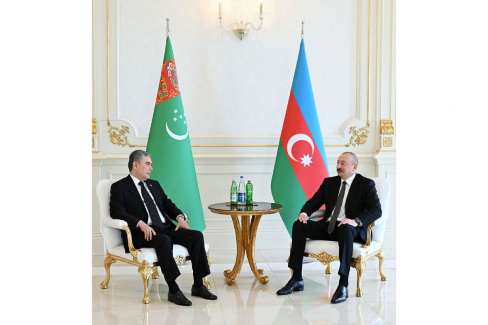 Prezident Ilham Eliyevin Qurbanqulu Berdimehemmedov ile gorusu olub