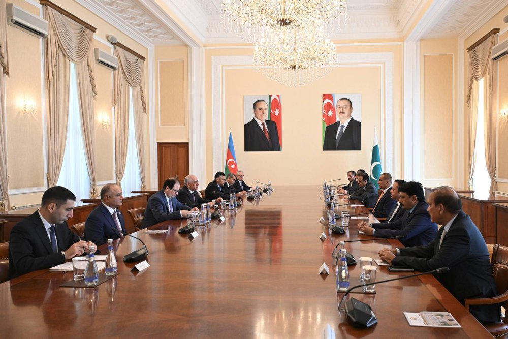 Eli Esedov Pakistan Milli Assambleyasinin sedri ile gorusub