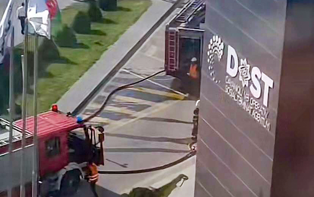 Yangin olan DOST Merkezi muveqqeti baglandi