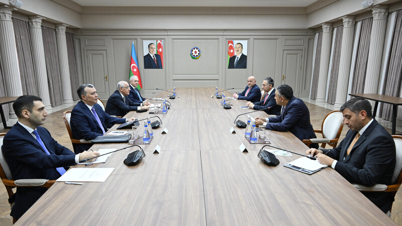 Eli Esedov Iordaniyanin senaye, ticaret ve techizat naziri ile gorusub