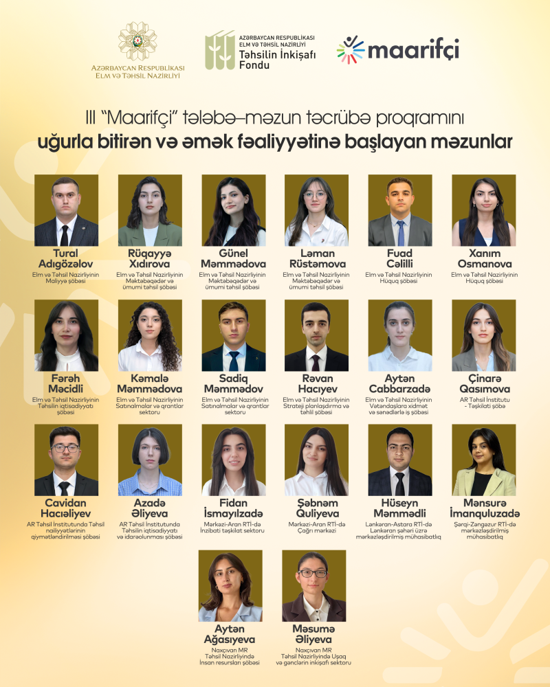 “Maarifci”ler emek fealiyyetine baslayiblar